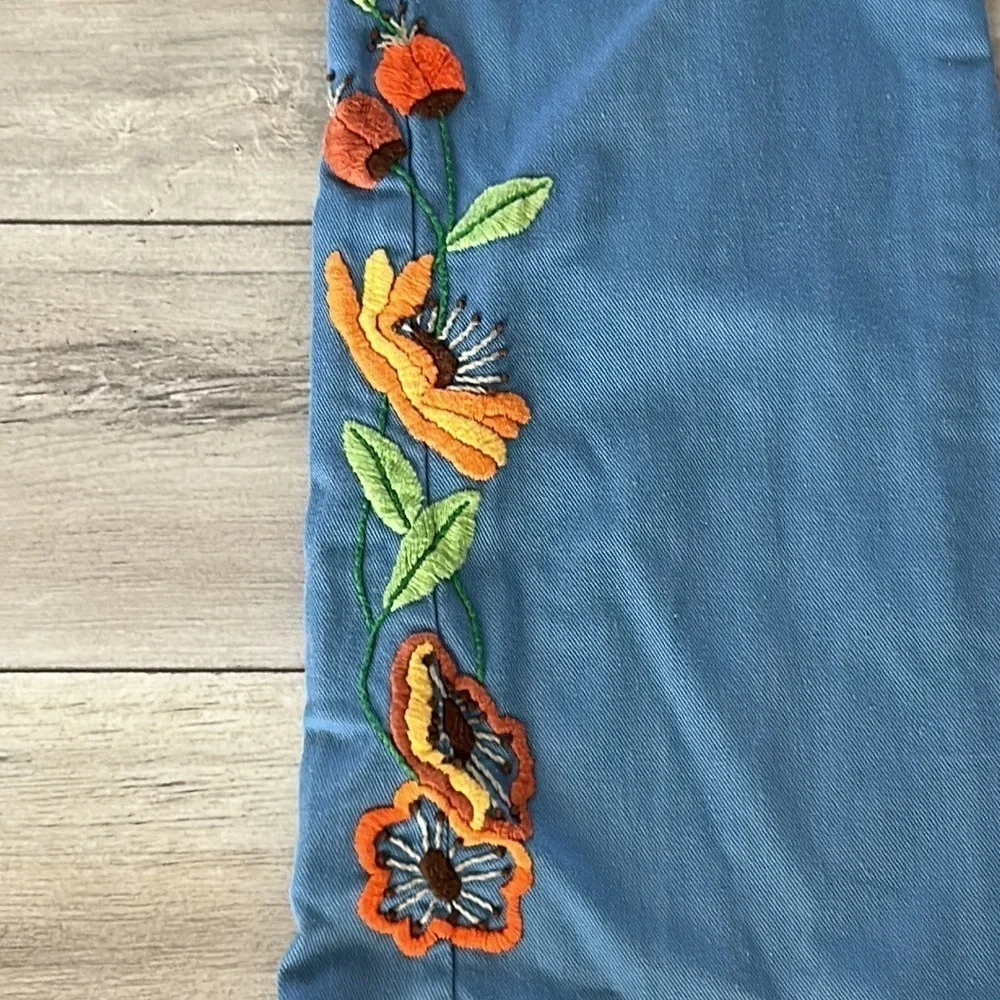 Vintage 1960s wide leg bell bottom wranglers with embroidery size 18 - Picture 4 of 16